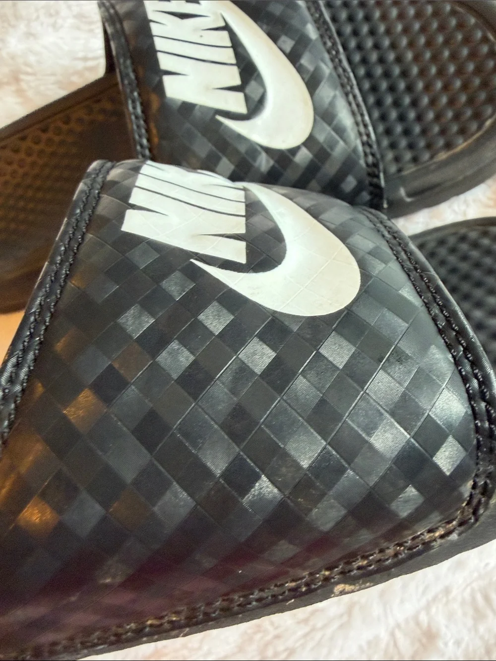 Nike Black Slide Sandals with White Logo